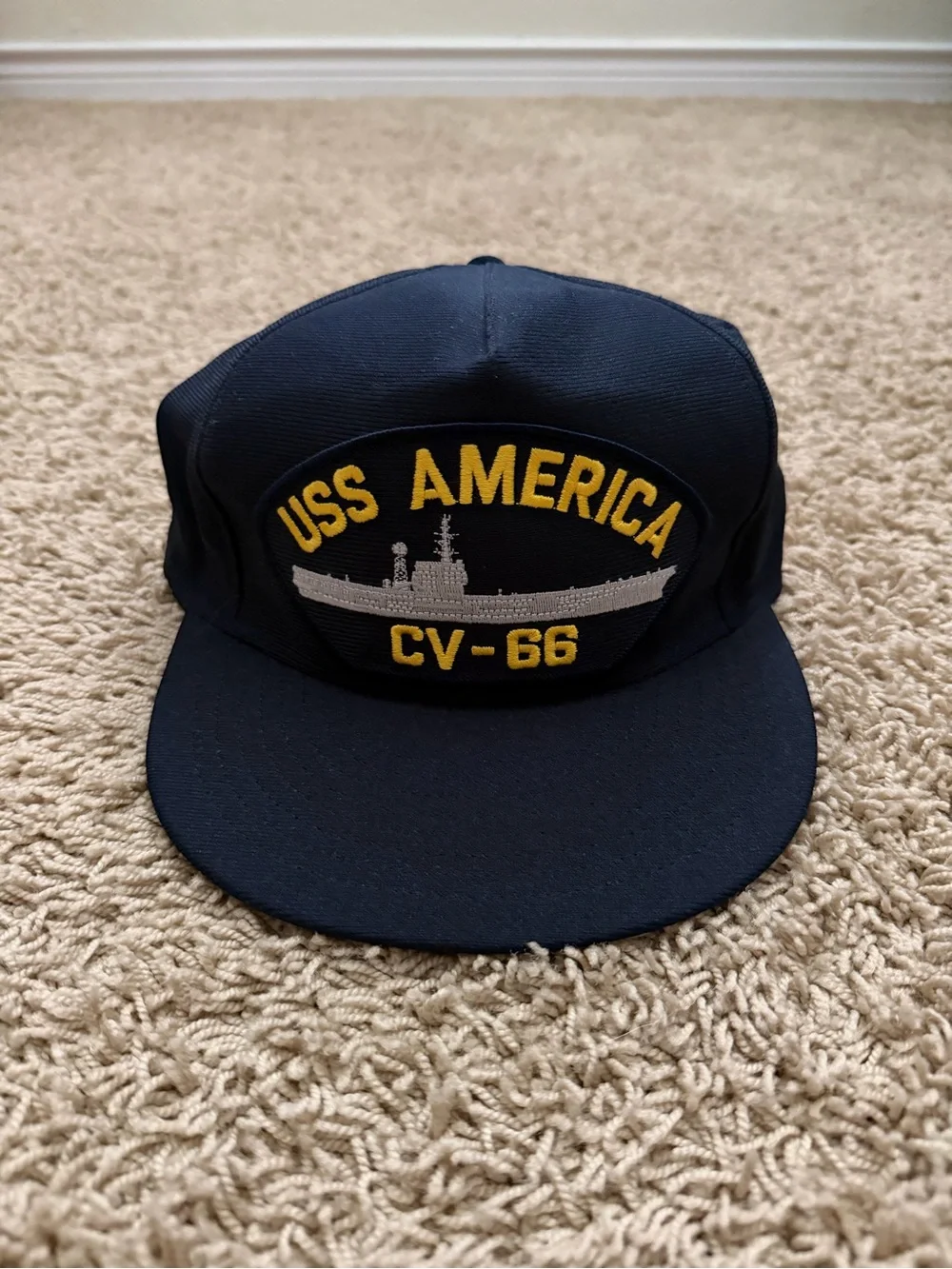 NEW Vintage 90s USS America CV-66 Hat Cap Snapback Navy Military Veteran USA